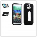 Wholesale HTC One M8 Armor Hybrid Case with Stand (Black White)
